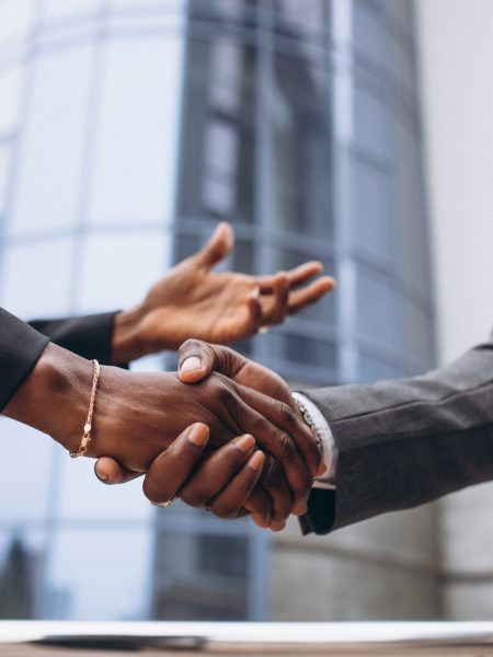 African business male people shaking hands
